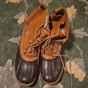 L.L. Bean Two-Tone Duck Boots in Tan & Dark Brown